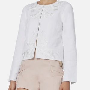 Intermix White Linen Embroidered Jacket